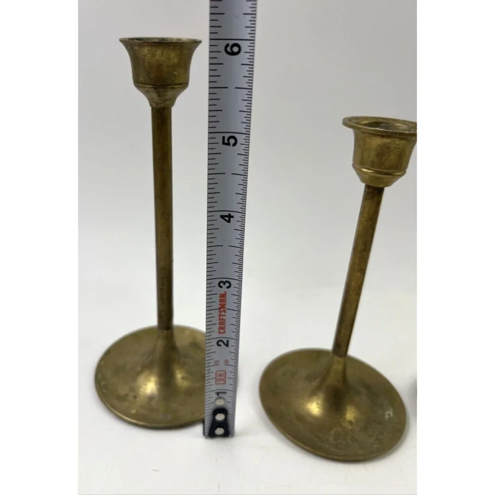 Vintage CANDLESTICKS Set of 3 Brass Candle Holders Tapered 3